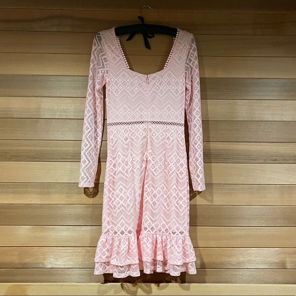 BEBE SQUARE NECK LACE MIDI DRESS - Picture 2 of 5